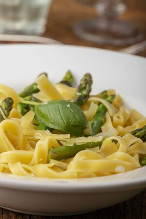 tagliatelle with asparagusの写真素材