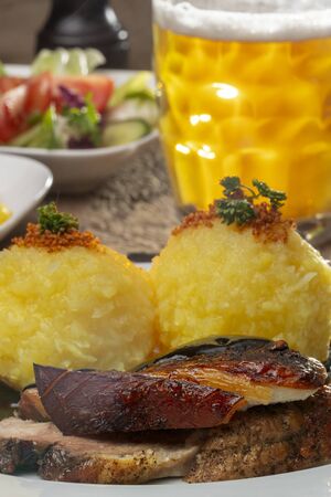bavarian roasted pork with dumplingsの写真素材