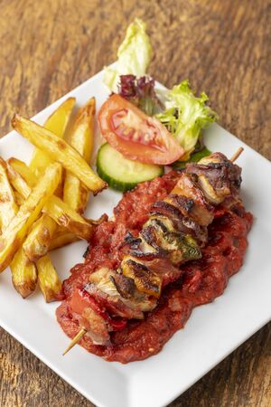 kebab with french friesの写真素材