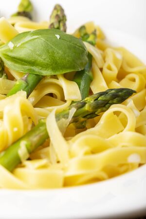tagliatelle with asparagusの写真素材