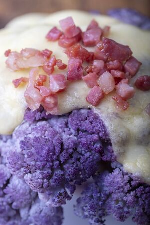 closeup of a purple cauliflowerの写真素材