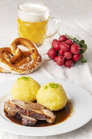 bavarian roasted pork with dumplingsの写真素材