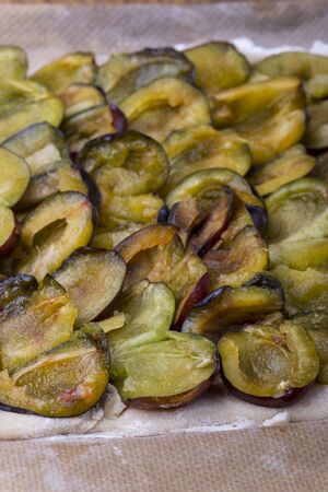 raw bavarian zwetschgendatschi, a local plum cakeの写真素材