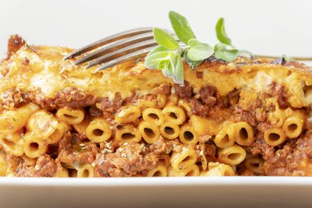 greek pastizio noodle dish with cheeseの素材 [FY310132487360]