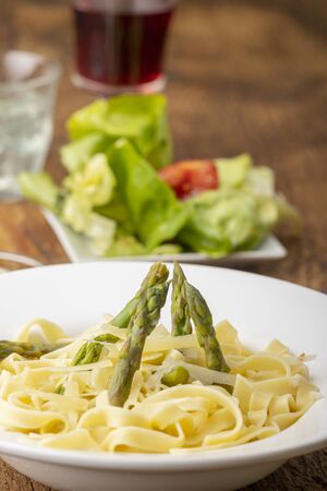 tagliatelle with asparagusの写真素材