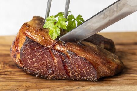 bavarian roasted pork with dumplingsの写真素材