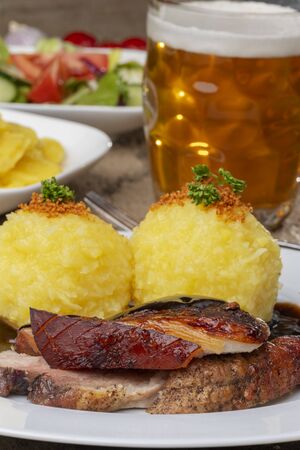 bavarian roasted pork with dumplingsの写真素材