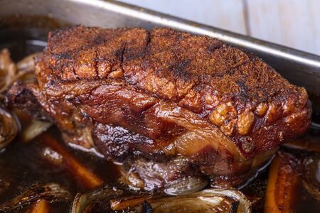 bavarian roasted pork in a casseroleの写真素材