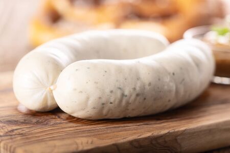 pair of bavarian white sausages の写真素材