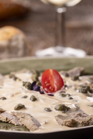italian vitello tonnato on a plateの写真素材