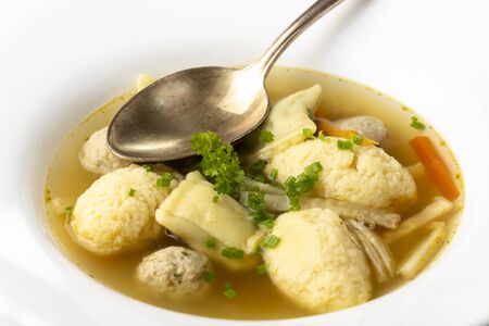 bavarian wedding soup in a plateの写真素材