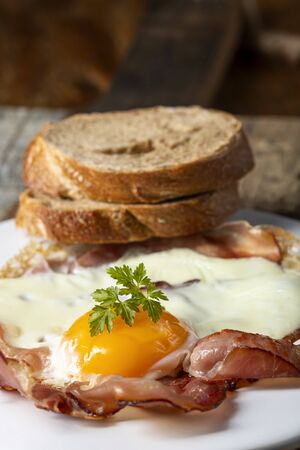 closeup of egg sunny side upの写真素材