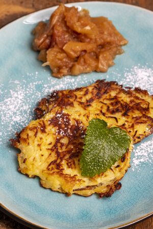 bavarian sweet hash browns on a plateの写真素材