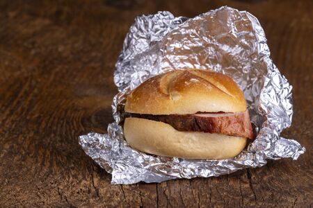 bavarian meat loaf in a bunの写真素材