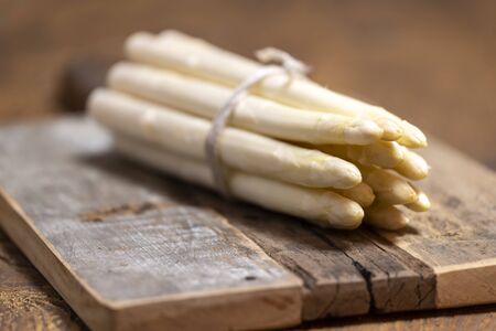 closeup of white asparagusの写真素材