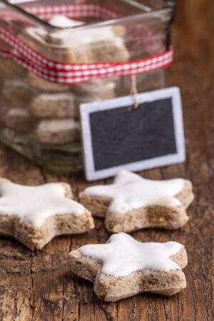 home made cinnamon stars for christmasの写真素材