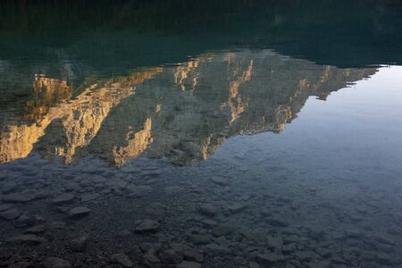 Zugspitze seen from the Eibsee in fallの写真素材
