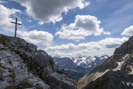 peaks of the Soierngruppe in Bavariaの写真素材