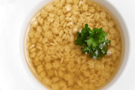 overview of a star pasta soupの写真素材