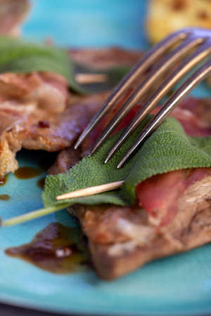 saltimbocca alla romana veal meatの写真素材