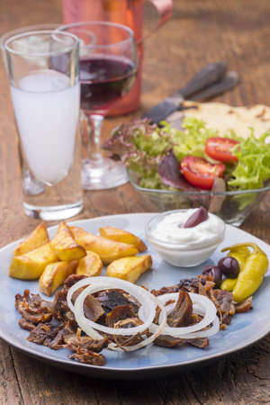 greek gyros on a plateの写真素材