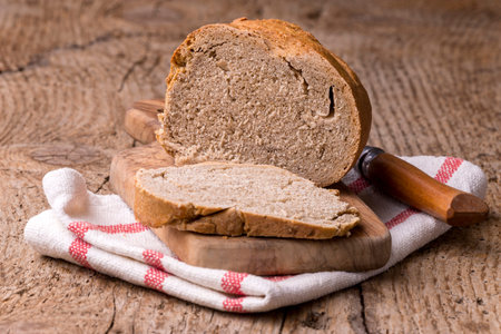 homemade rye bread on wood
