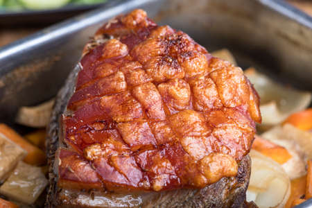 Bavarian roasted pork in a casseroleの写真素材