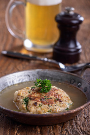Austrian soup in a copper potの写真素材
