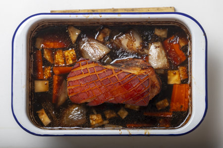 Bavarian roasted pork with dumplingsの写真素材