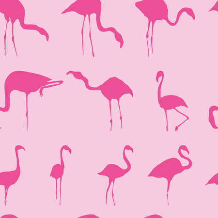 Silhouette of pink flamingos seamless patternのイラスト素材