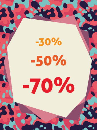 Design frame sale poster with geometric border vertical orientation abstract multicolor artistic...
