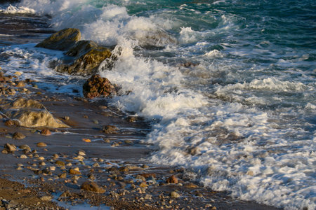 sea waves break on the rocks