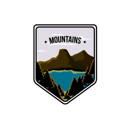 Design ilustration lake and mountain premium vectorのイラスト素材