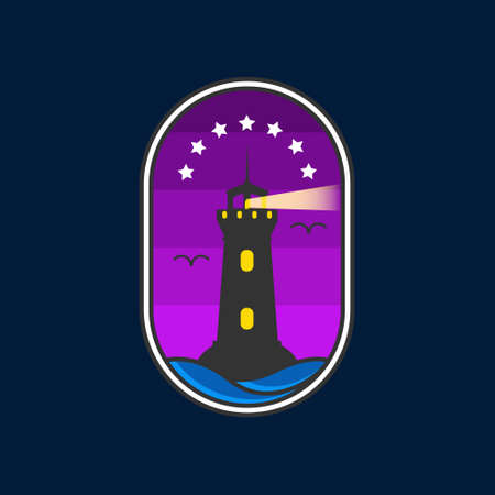 Illustration vector graphic of Lighthouse emblem.perfect for logos about the oceanのイラスト素材