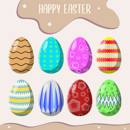 Collection of colorful easter eggs illustration vector.Happy easter dayのイラスト素材