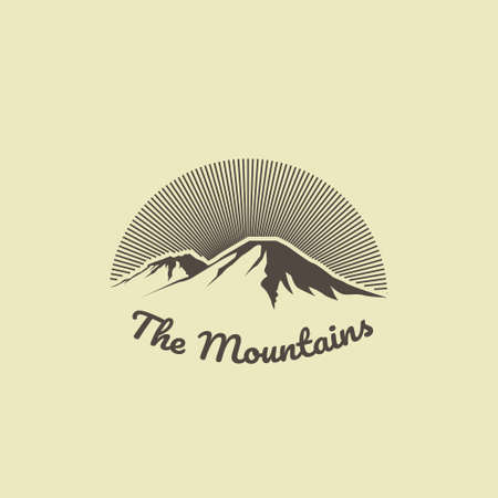 illustration vector graphic of mountains in a vintage style. suitable for making clothes or sticker designs, etc.のイラスト素材