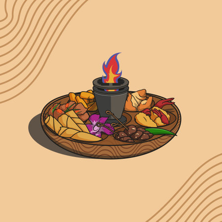 illustration vector graphic of pu pu platter, fit for food menu illustration, party, wallpaper etcのイラスト素材