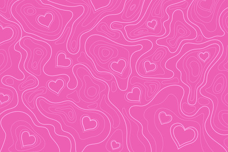 Heart shaped background with curved lines. romantic theme vector background in the shape of hearts and curved lines, suitable for wrapping paper, wallpaper, etc.のイラスト素材