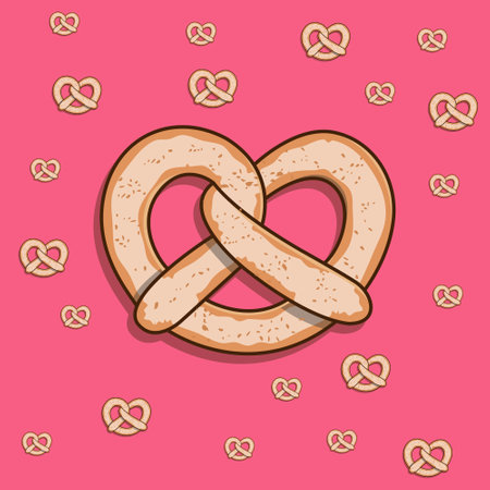 Enhance your culinary business with prezel cake illustrations. Ideal for bakery menus, food blogs and cookbooks, these images add a touch of charm to your creative projects.のイラスト素材