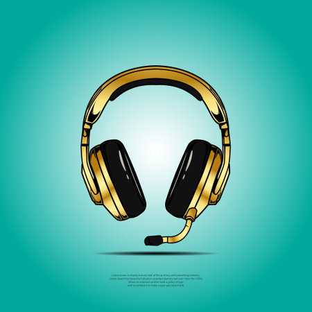 Discover a beautiful illustration of gold-plated headphones, symbolizing elegance and luxury.Perfect for premium audio brands, high-end technology and glamorous visuals.のイラスト素材