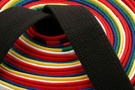 Martial Arts Belts - Round - From White Belt to Black beltの写真素材