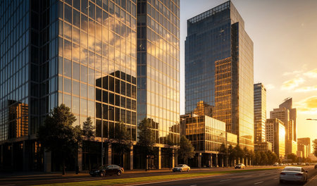 Modern office buildings in the business district.の素材