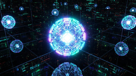 3d illustration of abstract geometric composition,digital art works.の素材