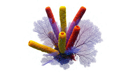 Illustration of a sponges and corals on a Transparent Background.の素材