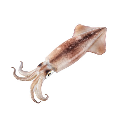 Fresh squid isolated on white background. Clipping path included. Full depth of field.の素材