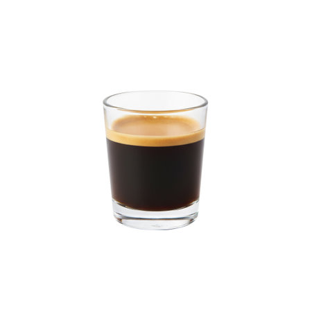 Espresso coffee in glass isolated on white background.の素材