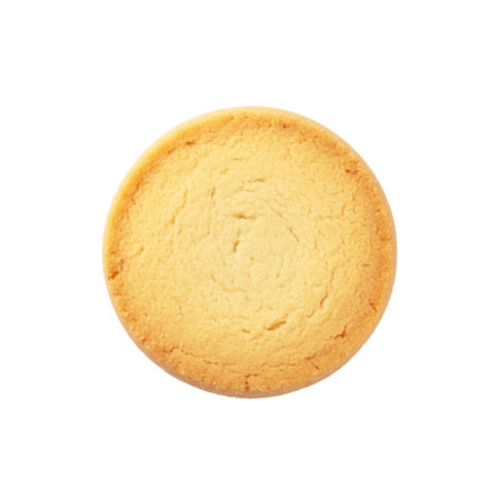 Round biscuit cookie isolated over the white background, top view.の素材