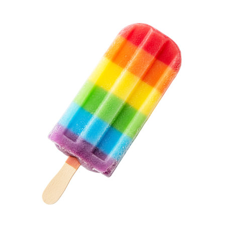 Colorful ice cream on a stick isolated on a white background.の素材