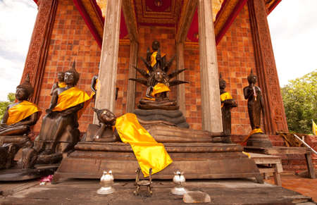 Various temple buddha statues, Church Wat Phu Khao Kaew Phibunmangsahan District. Ubon Ratchathani Province in Thailand.の写真素材