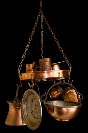Bronze Kitchen Set Isolated on Whiteの写真素材
